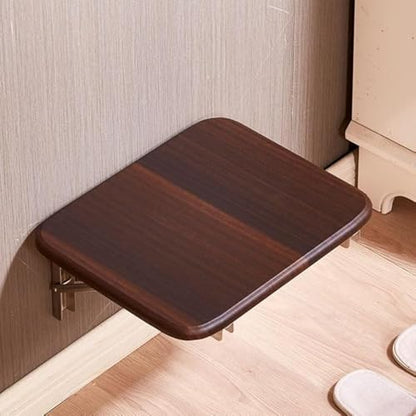 Folding Wall-Mounted Shoe Changing Stool, High-End Entrance Hall Foyer Chair, Invisible Household Folding Stool (Brown) - color: Brown