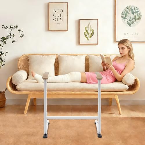 Chair Lift Assist for Elderly, Couch Stand Assist for Seniors Standing Aids Supports Devices, Heavy Duty Mobility Assistance Frame Freestanding, Bathroom Toilet Safety Rail 330 lbs Capacity, Ergonomic Handles White, 24" x 19.5" x 25.6"