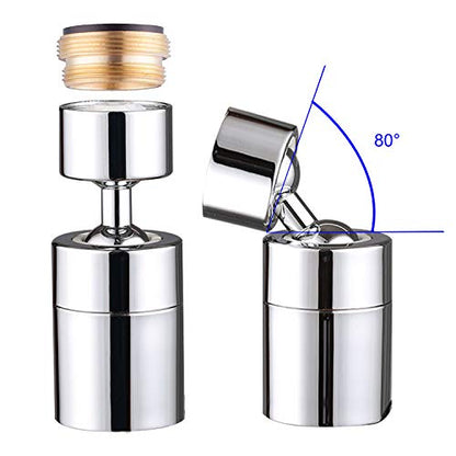 Hibbent NSF/ANSI/CAN 61 Certified Faucet Aerator, CUPC Certification 360 Degree Kitchen Sink Faucet Aerator, Dual-function Swivel Big Angle Kitchen Faucet Attachment, Faucet Replacement Part, Chrome - color: Chrome, style: Dual Modes