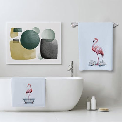 Flamingo Towels Funny Bathroom Towels Waffle Soft Dish Hand Towel Set of 2 - color: Colors