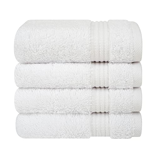 Cotton Paradise 100% Cotton Turkish Towel Set, Soft Absorbent Quick Dry, 4 Piece Washcloth Set, Snow White - color: Snow White, size: 13"x13"