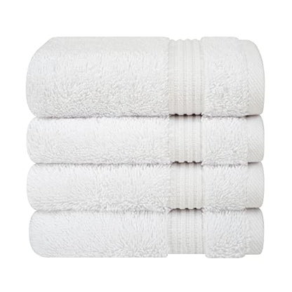 Cotton Paradise 100% Cotton Turkish Towel Set, Soft Absorbent Quick Dry, 4 Piece Washcloth Set, Snow White - color: Snow White, size: 13"x13"