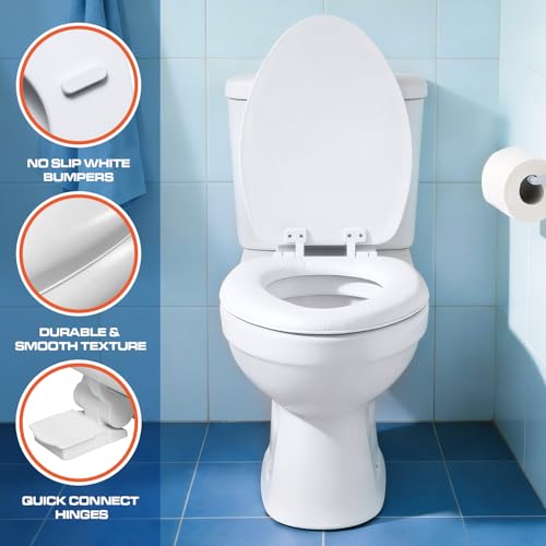 Plexon Soft Cushioned Toilet Seat, Elongated White, Slow-Close Lid & Seat, Quick-Release Hinge, Easy To Clean & Change - color: White, size: Elongated