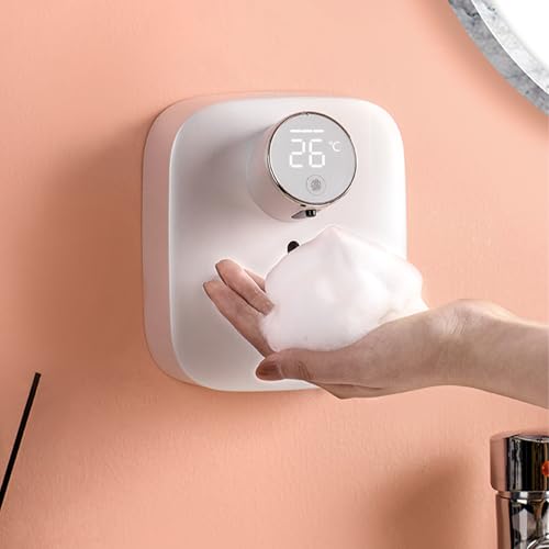 Automatic Soap Dispenser Touchless,Soap Dispenser for Kitchen Sink,Foaming Soap Dispensers-Rechargeable, Adjustable Foam Volume with Digital Display & Temperature Monitoring (White) - color: White