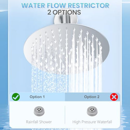 8 Inch Rain Shower Head Chrome, Round Rainfall Shower Heads with 90 Anti-Clog Silicone Nozzles, All Metal Stainless Steel Ceiling Mount - color: Chrome Polished, size: 8 Inch