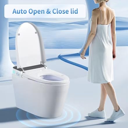 One Piece Smart Bidet Toilet for Bathroom | with Heated Seat, Multi Cleaning Mode, Auto Open & Close Lid, Warm Air Dry, Built-in Water Tank for Low Water Pressure