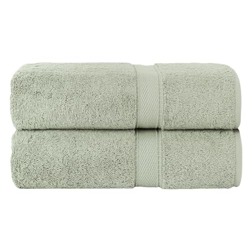 Supreme Terry 2-Piece Bath Towel Set, Hotel & Spa Quality, Plush and Absorbent 100% Turkish Cotton Towels, Quick Dry-Green - color: Green, size: Bath Towel Set