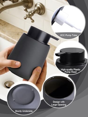 INGOFIN Ceramic Foaming Soap Dispenser - 12oz Foam Hand Soap Dispenser Bathroom, Ceramic Dish Soap Modern Dispenser with Pump for Kitchen, Matte Grey - color: Gray
