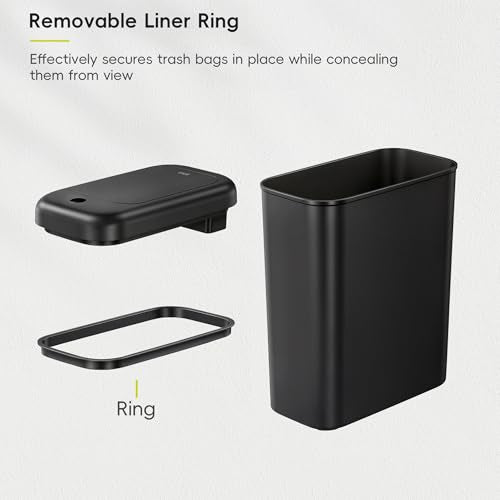 EKO Morandi Slim Automatic Bathroom Trash Can with Lid, 2.6 Gallon Touchless Garbage Can, Waterproof Motion Sensor Trash Bin for Bathroom, Office, Black - size: Morandi 10L- Midnight Black
