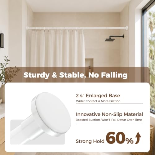 HYSEYY Heavy Duty Shower Curtain Rod,26-80inch Adjustable Tension Rod White | No Drilling Shower Rods for Bathroom, 1" Diameter Spring Tension Curtain Rod, Non Slip Rust Proof Curtain Rod for bathtubs - color: White