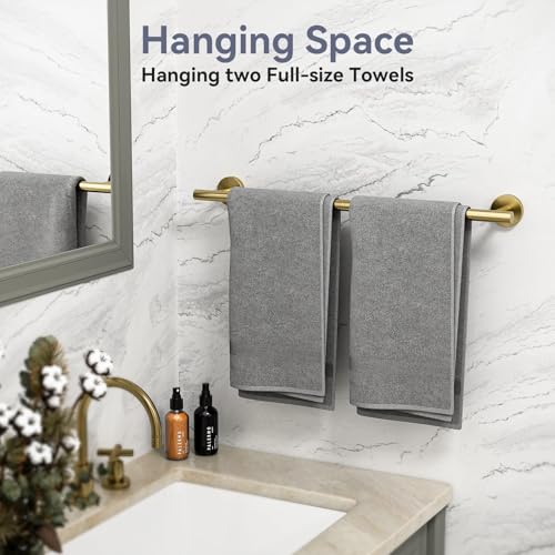 Gold Bathroom Accessories 5 Piece, 24 Inch Bath Hardware | Wall Mounted Brushed Gold Towel Rack, Durable SUS304 Stainless Steel Towel Bar Set - color: Brushed Gold-5pcs, size: 26 Inch