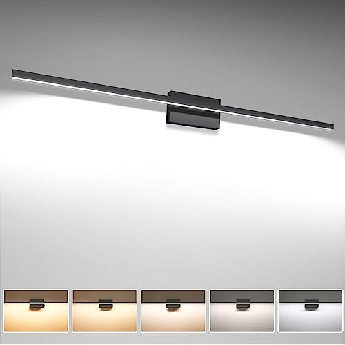 VOLISUN 48 inch Vanity Light for Bathrooms, 30W Dimmable 5CCT Bathroom Light Fixture Over Mirror, Black Bathroom Vanity Light Bar -ETL Certificated - color: Black, size: 48inch