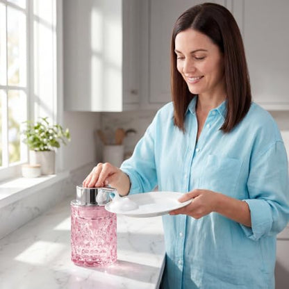 Malachi Foaming Hand Soap Dispenser, Refillable Clear Glass Foam Pump Bottle for Hand Soap, Dish Soap, Body Wash, Shampoo, Facial Cleanser & Baby Wash, Multi‑use for Bathroom, Kitchen & Commercial Use - color: Diamond Pink -2