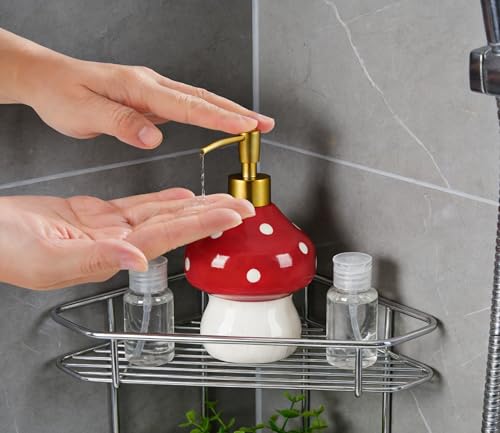 RQYIXI 17 Oz Mushroom Ceramic Soap Dispenser with ABS Pump,Refillable Liquid Bathroom soap Dispenser for Lotion,Body Wash,Cute Kitchen Soap Dispenser for Dish Soap,Hand Soap - color: Mushroom