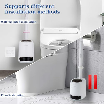 Disposable Toilet Brush, Auto-Ejecting, Includes 48 Enhanced Refills (24 Ocean, 24 Natural), Plus 3 Air-Purifying Scented Rings (Ocean, Rose, Lemon) 360° Dead-Angle-Free Cleaning - color: 1-48white