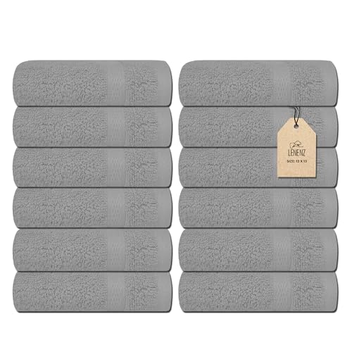 Soft Wash Cloths - 12 Pack Plush and Absorbent Cotton Washcloths for Face, Body, and Baby - Multi-Purpose, Quick-Dry Wash Cloths Set 13x13'' (Light Grey) - color: Light Grey, size: Wash Cloths (13”x13”) Pack of 12