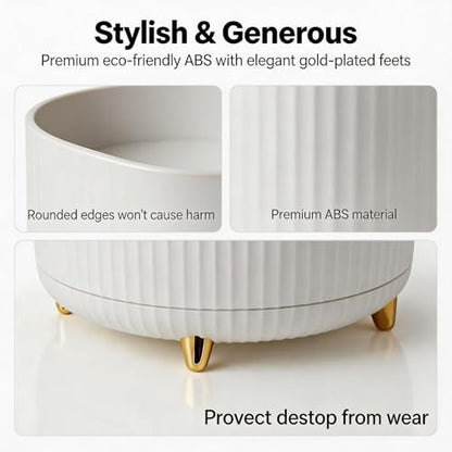 360 Rotating Makeup Brush Holder Organizer, 5-Slot White Spinning Cup for Women, Vanity Desk & Bathroom Storage for Cosmetics and Beauty Tools Accessories