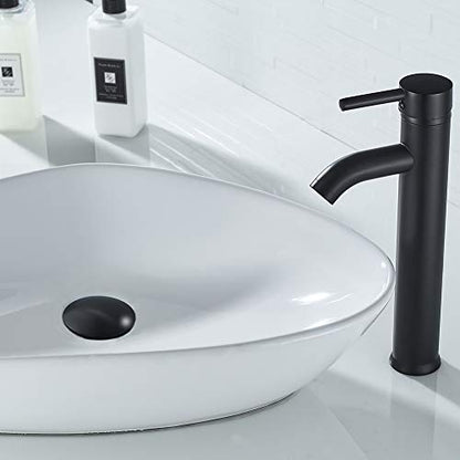 Bathroom Sink Drain Without Overflow Vessel Sink Lavatory Vanity Pop Up Drain Stopper Matte Black - color: Black, size: Without Overflow