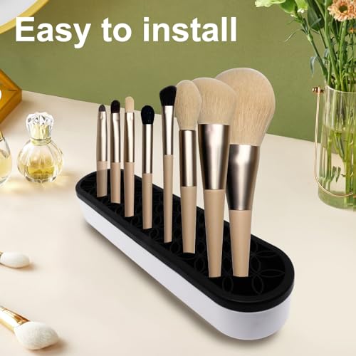 1Pcs Black Silicone Makeup Brush Holder Make Up Brush Holder Stand Makeup Brushes Storage for Painting Pen Brushes Nail Clippers Drill Pens Ruler Sewing Craft Tools - color: Black