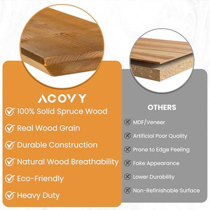 Acovy 36in Solid Spruce Wood Floating Shelves with Beveled Bottom Edges, Wooden Floating Shelf with Heavy-Duty Bracket for Living Room Bathroom Bedroom Kitchen, Rustic Light Brown, Set of 2 - color: Rustic Light Brown, size: 36"-2 Packs