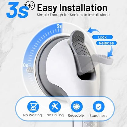 2PK Grab Bars for Shower Handle, Elderly Assistance Products, Grey | Seniors Removable Bar Safety, Suction Cup for Bathtubs and Showers/Bathroom/Walls, Heavy Duty Handrails Grip, No Drilling - color: Grey-2 PACK