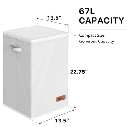Simple Houseware Foldable Laundry Hamper Basket with Lid and Bag, Pink | Heavy Duty 600D Polyester, Water-Resistant Surface - color: White