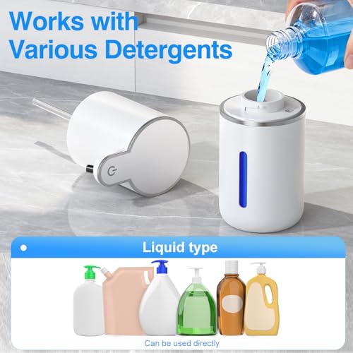 Automatic Touchless Soap Dispenser, 380ml Large Capacity, 4 Adjustable Levels, Wall Mount or Countertop, IPX5 Waterproof, USB-C Rechargeable, for Bathroom & Kitchen