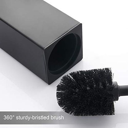 Stainless Steel Toilet Bowl Brush and Holder for Bathroom Storage Organization - color: Matte Black
