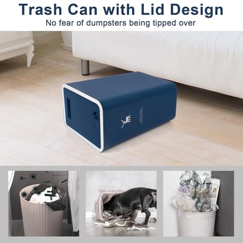 XPIY Trash Can with Lid, 2 Pack 4 Gallons/15 Liters Garbage Can with Press Top, Small Trash Can Dog Proof, Plastic Trash Bin, Waste Basket for Bathroom|Kitchen|Bedroom|Office (2, Blue) - color: Blue