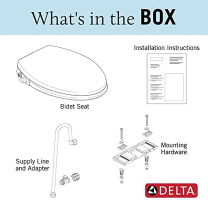 Delta 833004 Elongated Soft Close Bidet Seat with Manual Control Self-Cleaning Wand - White