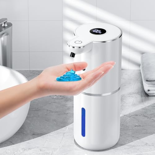 Fachixy Automatic Liquid Soap Dispenser Touchless, Smart Digital Display | 12.8oz/380mL, Up to 90 Days Battery Life, 6 Adjustable Level, Rechargeable, Wall Mountable IPX5 for Kitchen & Bathroom, White - color: White, style: Liquid