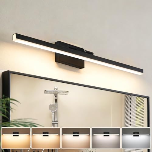 IZORRO Modern Bathroom Vanity Light 40 inch, Rotatable, 32W Dimmable Led Bathroom Light Fixture Over Mirror, Black Vanity Light Bar (5 Color Temperature) - color: Black-5CCT, size: 40 inch