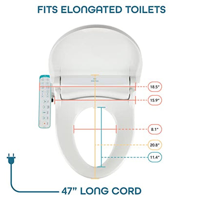 BidetMate 1000 Series Bidet Toilet Seat, Heated Water and Seat, Side Panel | Instant warm-water wash, heated seat, air dryer, and self-cleaning nozzle. Side panel control. Fits elongated toilets. - style: 1000 Series | Elongated | Side Panel