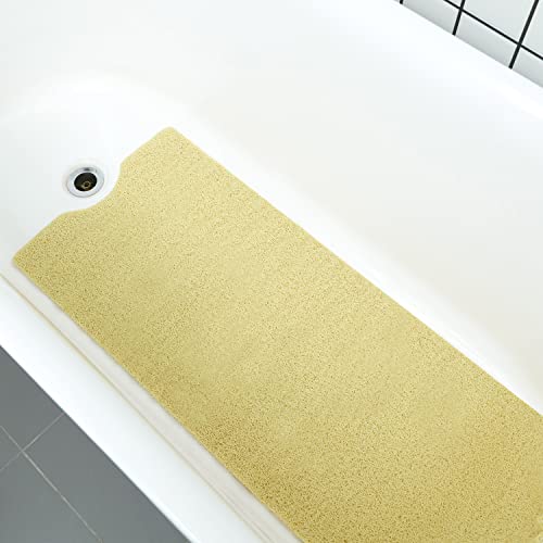 Leotruny Bath Tub Shower Mat 40 x 16 Inch Non-Slip Soft PVC Loofah | Bathtub Mats for Bathroom - color: C02-beige
