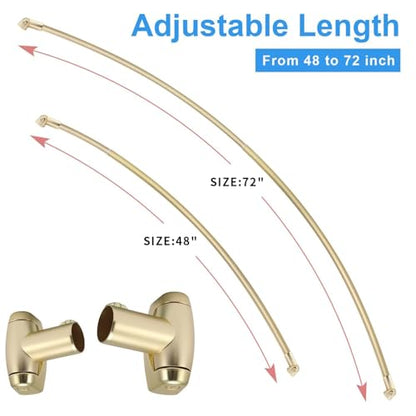 TOPROD Curved Shower Curtain Rod 48-72 Inches Adjustable Round Shower Rods | Gold,Rounded Bowed,Stainless Steel,More Shower Space,Need to Drill,for Bathroom, Bathtub - color: Bright Gold