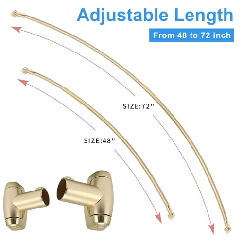TOPROD Curved Shower Curtain Rod 48-72 Inches Adjustable Round Shower Rods | Gold,Rounded Bowed,Stainless Steel,More Shower Space,Need to Drill,for Bathroom, Bathtub - color: Gold