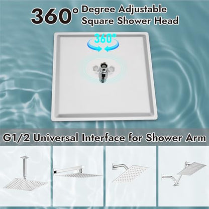 Midanya Square Rain Shower Head,High Pressure,Polish Chrome 12 Inch | 360°Swivel,Ceiling or Wall Mount,Waterfall Full Body Coverage,Bathroom Remodel,Stainless Steel Large Rainfall Shower Head - color: Chrome, size: 12 Inch