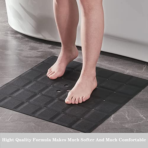 Webos Shower Mat for Textured Surface：Silicone Non Slip Shower Mat Without Suction Cups Foldable - Square Bath Mat for Reglazed Tub Textured Shower Floor (Black, 21x21 Inches) - color: Black
