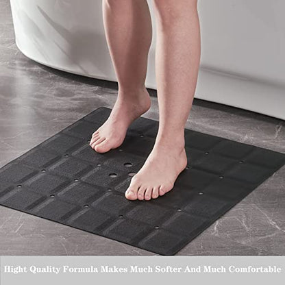 Webos Shower Mat for Textured Surface：Silicone Non Slip Shower Mat Without Suction Cups Foldable - Square Bath Mat for Reglazed Tub Textured Shower Floor (Black, 21x21 Inches) - color: Black