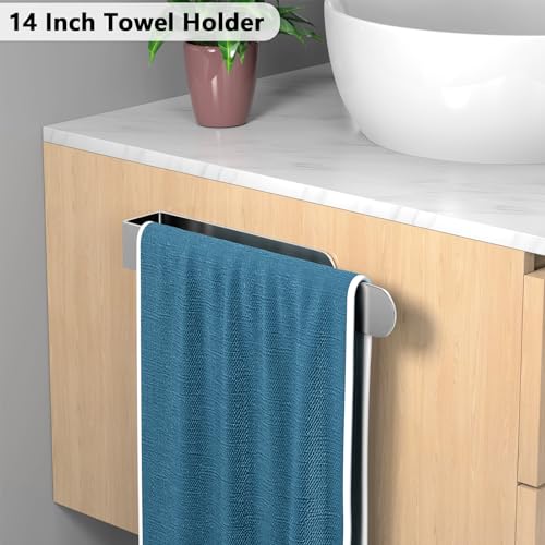 HUFEEOH Adhesive Hand Towel Holder, 8 Inch Sticky Towel Bar and 14 Inch Towel Holder Wall Mounted, Stainless Steel Kitchen Towel Holder Hand Towel Rack for Bahtroom Hotel RV Kitchen (Silver-8"&14”) - color: Silver, size: 2PC (8 Inch + 14 Inch)