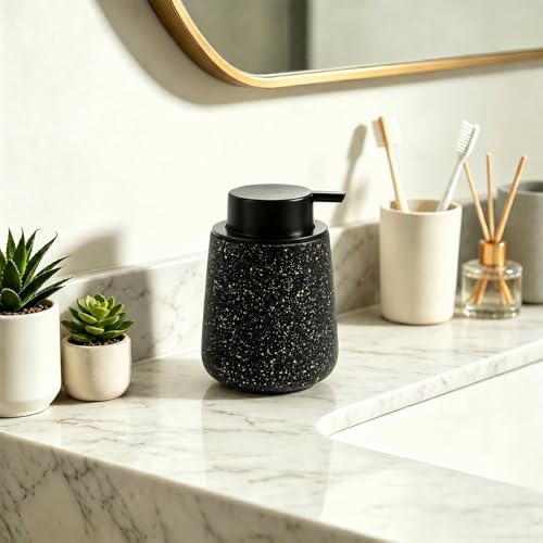 Ceramic Foaming Soap Dispenser - 14.5 oz Foam Hand Soap Dispenser Bathroom, Modern Refillable Dish Wash Soap Bottle for Kitchen with Large Easy-to-Press Pump, Black - color: Black