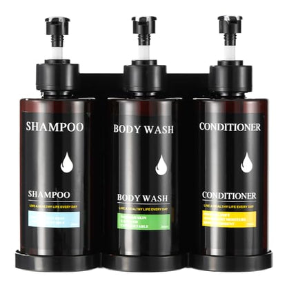 Pollock Shampoo and Conditioner Dispenser Set of 3,12.85 Oz *3 Chamber