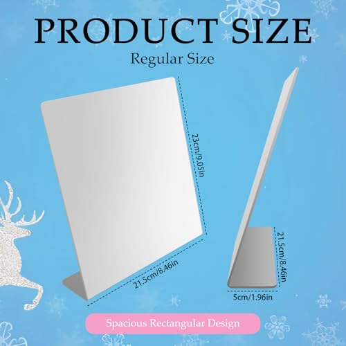 5 Pcs Counter Top Mirror, 8.5 x 9 Inch Acrylic Freestanding Tabletop Vanity Single Sided Mirror, for Bathroom, Bedroom, Office, Dorm