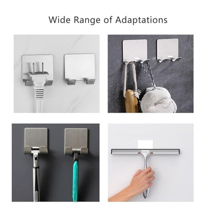 4 Pack All-Purpose Stainless Steel Squeegee Holder Shower Door Hooks Towel Hooks Hanger Organizer for Bathroom Shower Glass Doors Squeegee Cleaner Tool