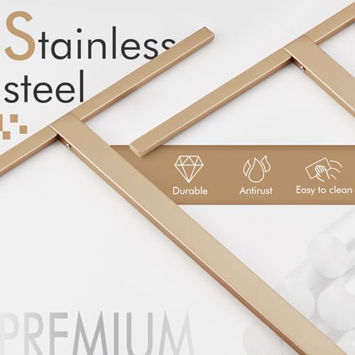 KOKOSIRI Bathroom Towel Rack 2-Tier Free Standing Towel Bars with Marble Base, Stainless Steel Stand Towels Holder, Thicken Steady Design, Champagne Bronze THS0003-CPG - color: Champagne Bronze