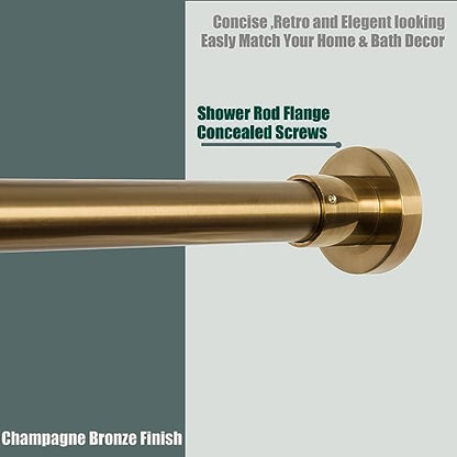 Heavy Duty Shower Rod, Adjustable Shower Curtain Rod, Expandable 47-84 Inch, Permanent Mount Shower Rod, Never Rust Stainless Steel for Window Curtain and Closet, Champagne Bronze - color: CHAMPAGNE BRONZE