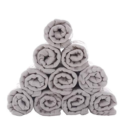 Baby Washcloths - Natural Cotton Baby Wipes - Soft Newborn Face Towel for Sensitive Skin - 10 Pack, 12x12 inches - color: Grey