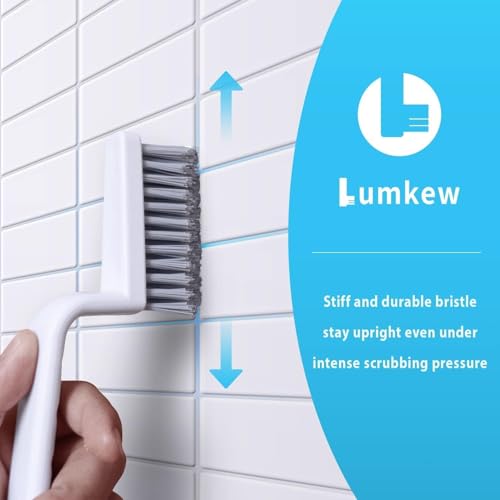 Lumkew Grout Brush Cleaning, Stiff Bristles Grout Cleaner for Tile Floors | V Shape, Shower Bathroom Kitchen Scrubber