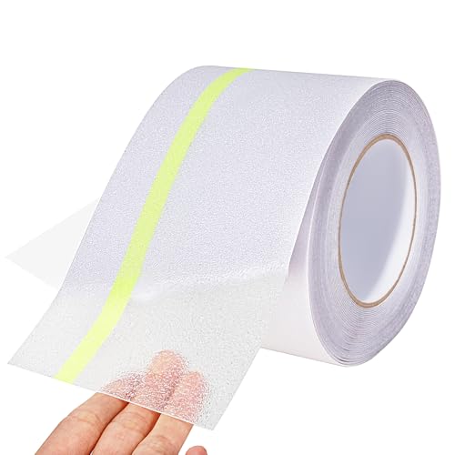 Qingluan Anti Slip Tape, Waterproof Self Adhesive Glow Green Transparent 4" x32.8Ft Grip Tape - color: Transparent Glow in The Dark Green, size: 4 Inch x 32.8ft