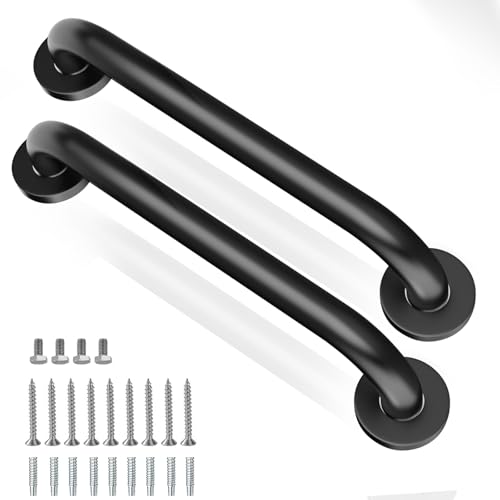 Shower Grab Bars 16 Inch, 500 lbs Heavy Duty, 2 Pack | 304 Stainless Steel Non-Slip Bathroom Safety Handrail, Wall Mounted Assist Bar for Elderly, Handicap, Bathtub & Toilet - size: 16Inch-2Pack